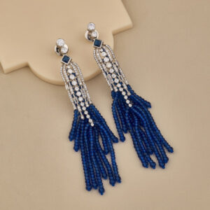 Blue Sapphire Bead Earring - 2