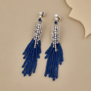 Blue Sapphire Bead Earring - 3