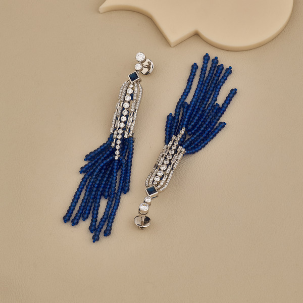 Blue Sapphire Bead Earring - 4