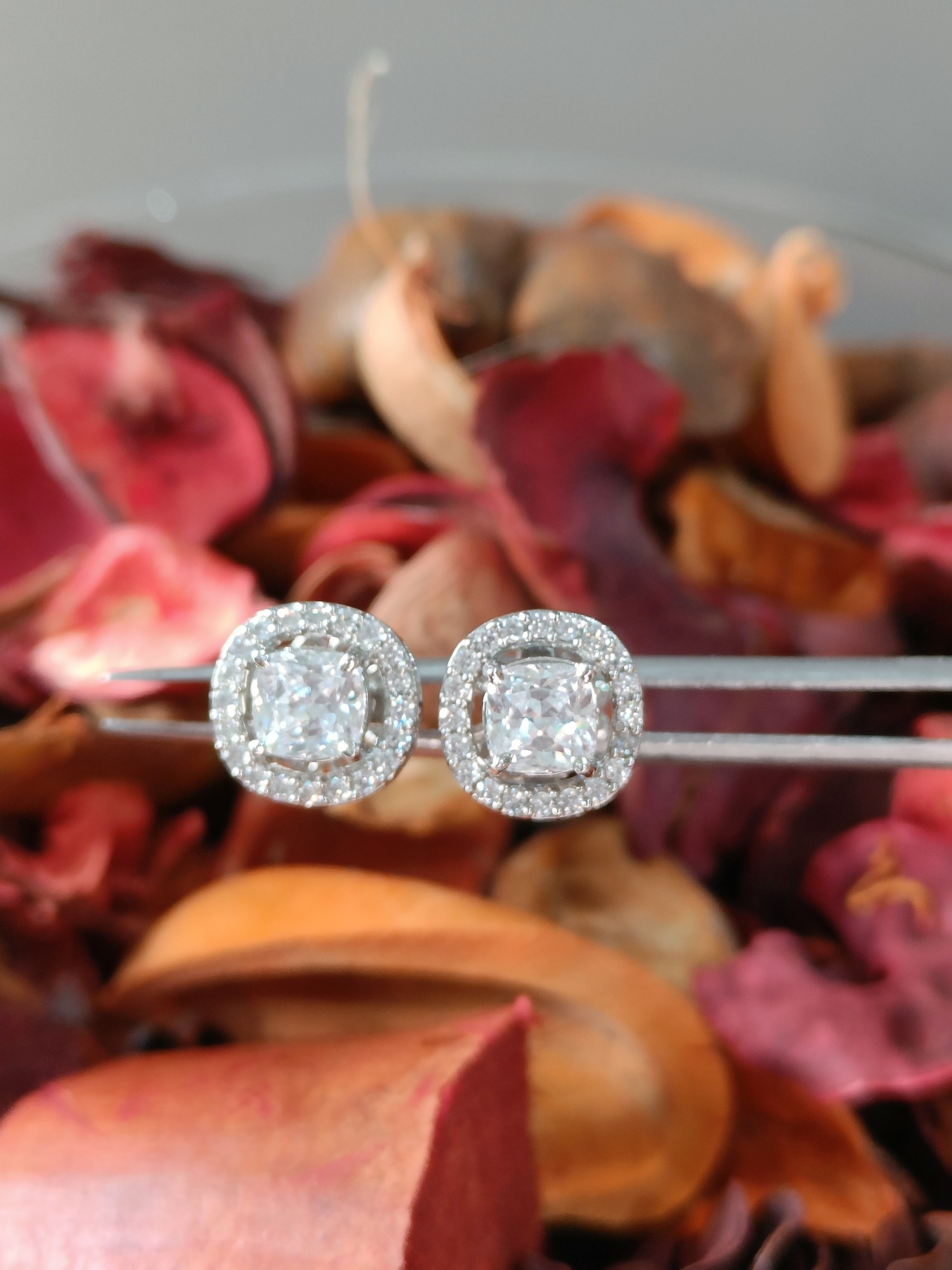 Cushion Halo Stud Earrings Cushion Halo Stud Earrings