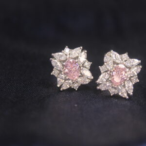 Icecut Pink Oval With Marquis CZ Stud
