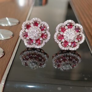 Ruby Floral Earring Cum Ring