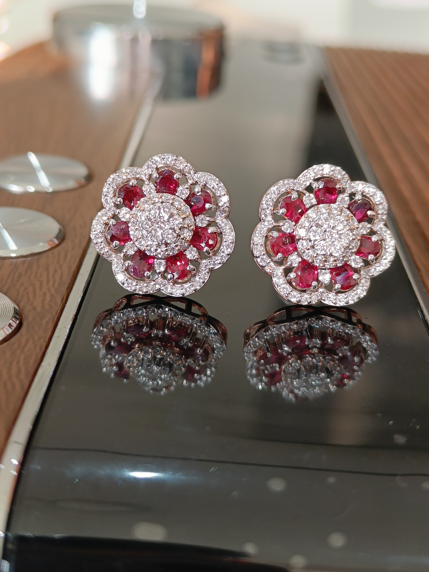 Ruby Floral Earring Cum Ring Ruby Floral Earring Cum Ring