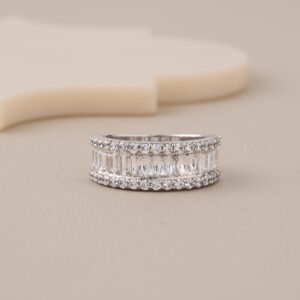 Emerald Band with round CZ Border - 1