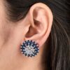 Oval Blue Stone Stud - 1