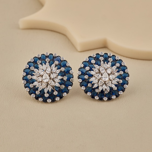 Oval Blue Stone Stud - 2