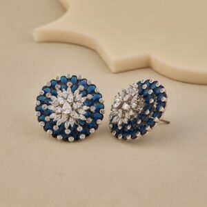 Oval Blue Stone Stud - 3
