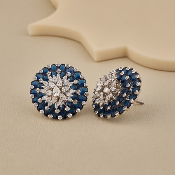 Oval Blue Stone Stud - 3