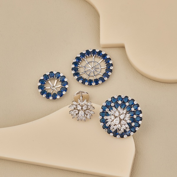 Oval Blue Stone Stud - 4