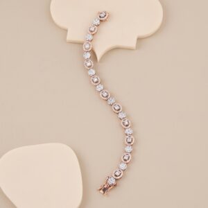 Oval Pressure Setting Rose Gold Bracelet - 1