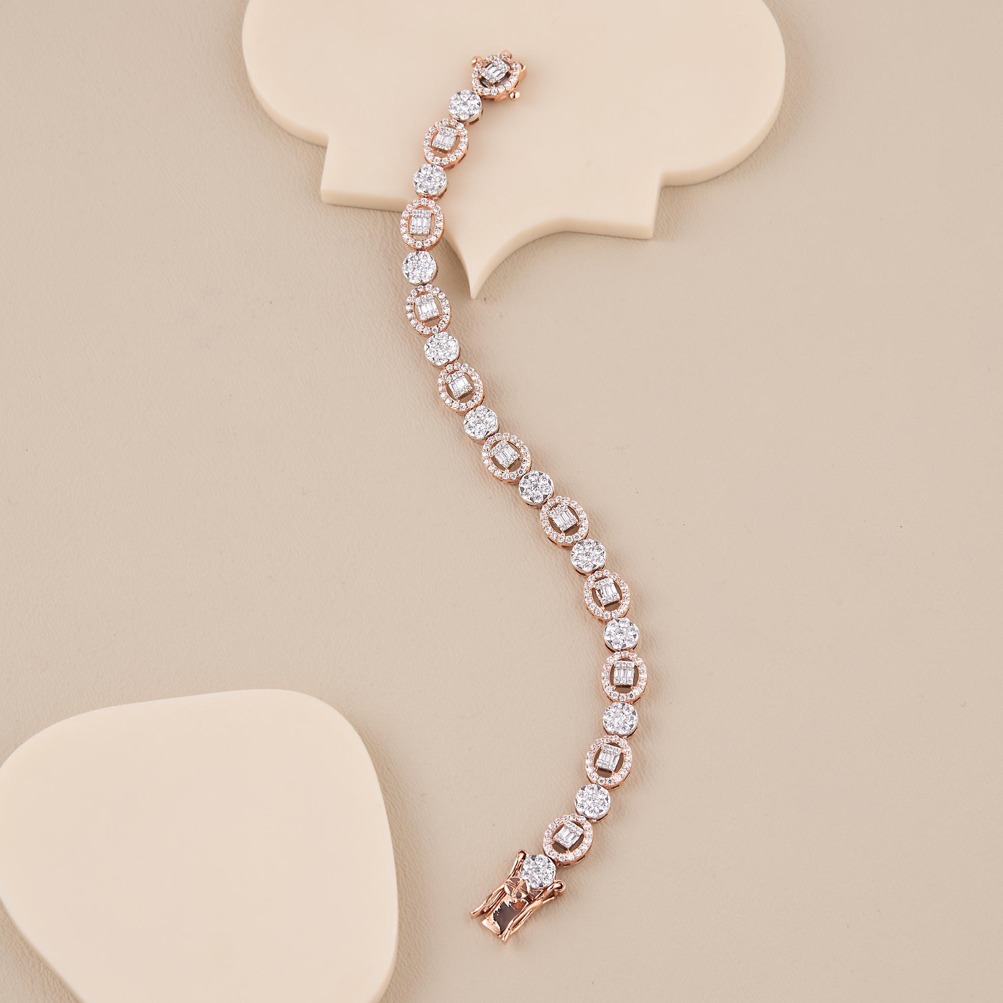 Oval Pressure Setting Rose Gold Bracelet - 1
