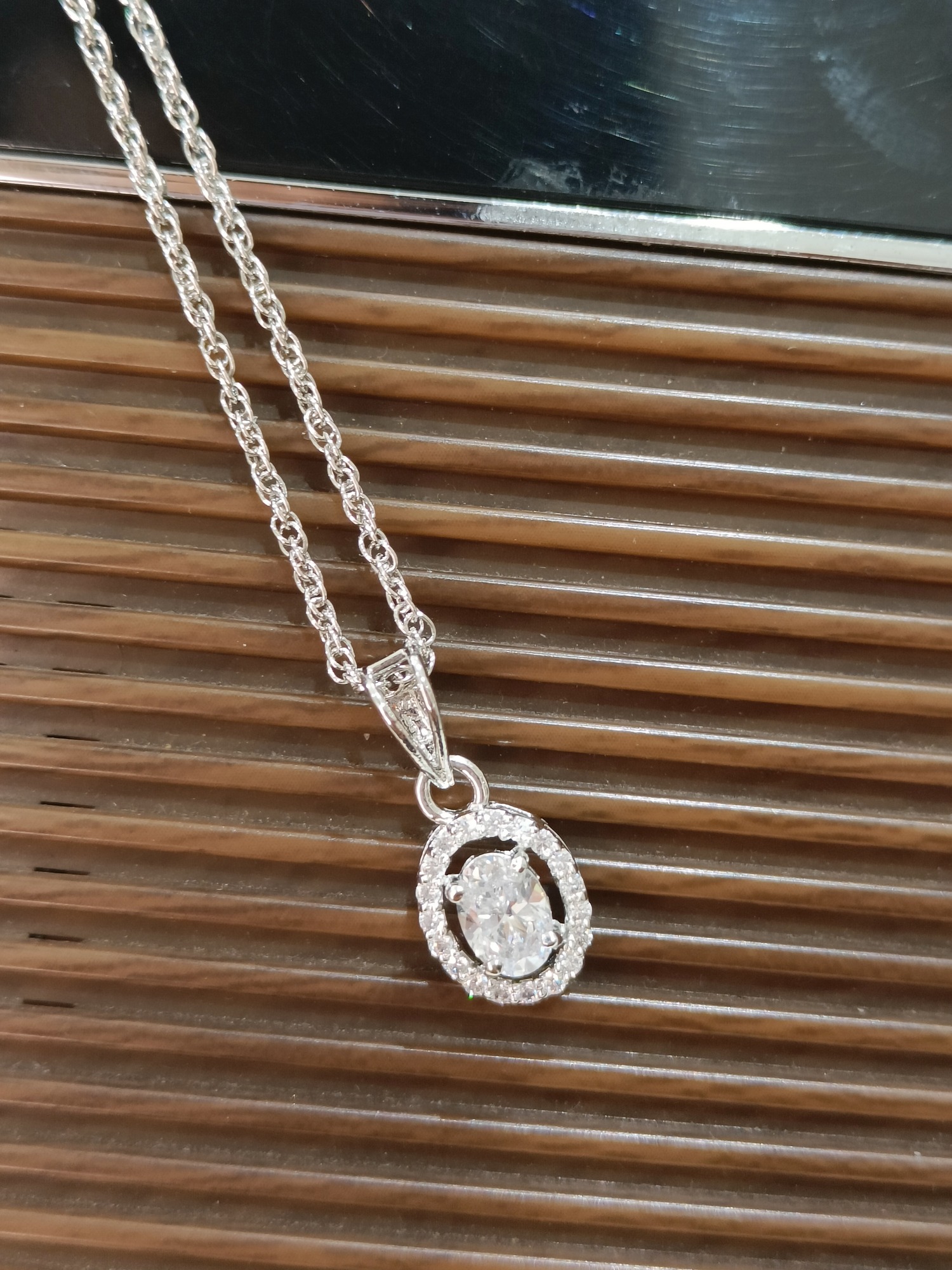 Oval Halo Pendant - 1