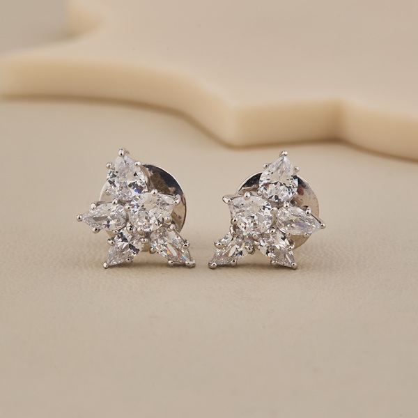 Pear Cubic Zirconia Cluster Earring - 2