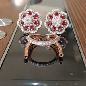 Ring Cum Earring Ruby Floral