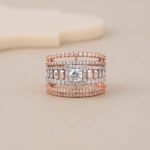 Rosegold Baguette Cocktail Ring - 1