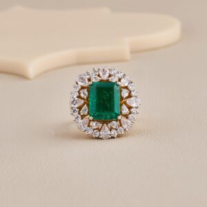 Green Stone Pear CZ Ring
