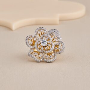 Flower Cocktail Ring With Centre Solitaire