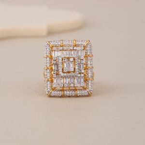 Emerald Shape Baguette Cocktail Ring - 1