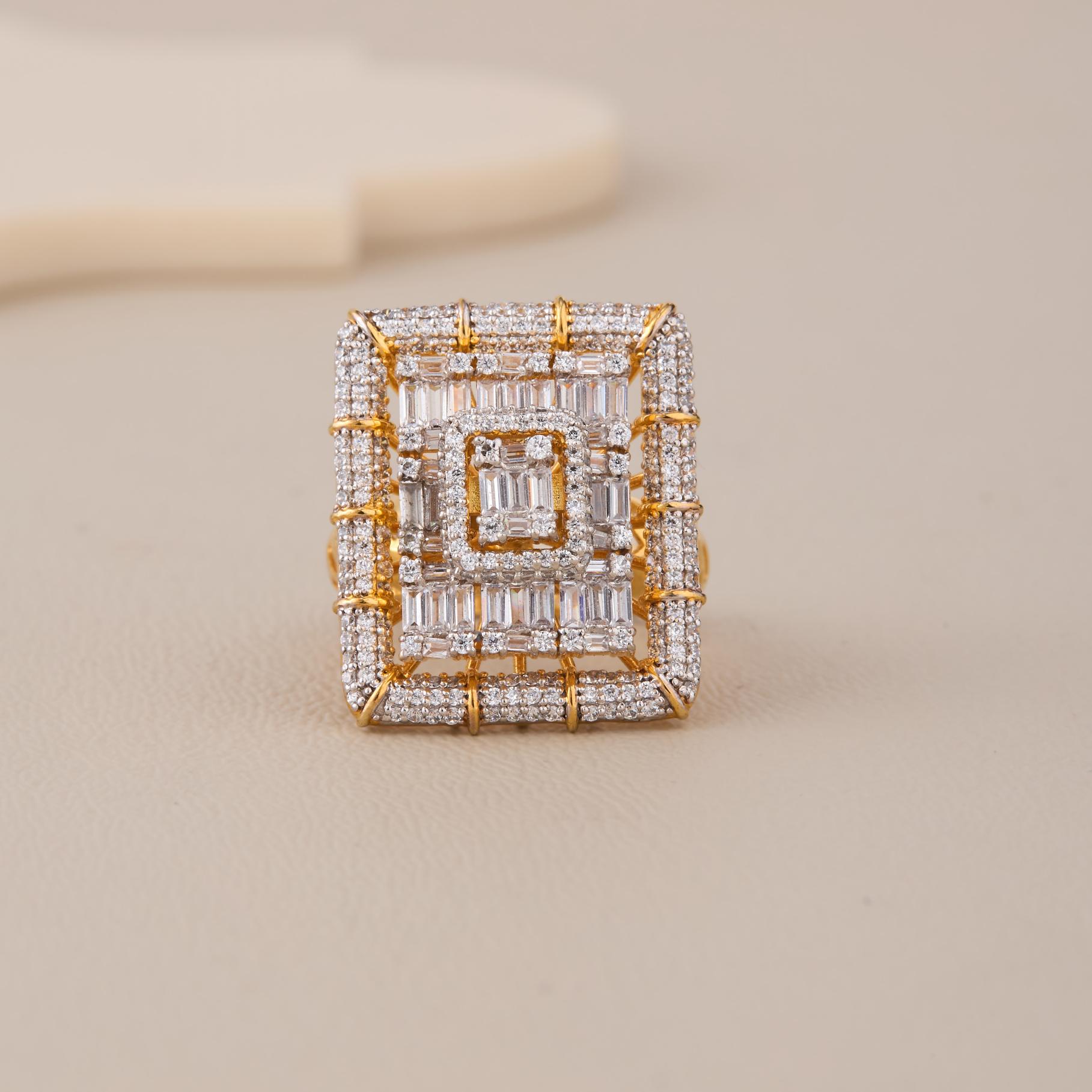 Emerald Shape Baguette Cocktail Ring - 1
