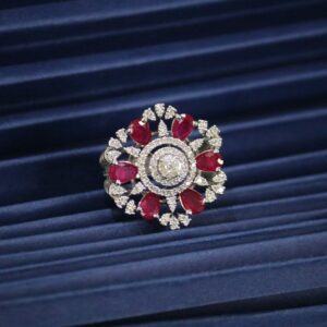 Ruby Stone Floral Ring