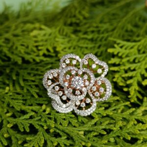 Flower Cocktail Ring With Centre Solitaire