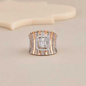 Rectangular Halo Designer Ring