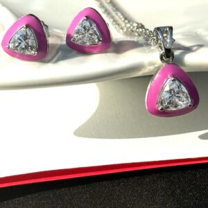 Pink Enamel Jewelry Set