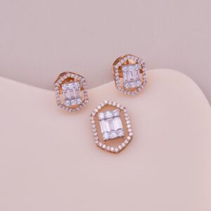 Hexagon Baguette Brilliance Pendant Set In 925 Sterling Silver