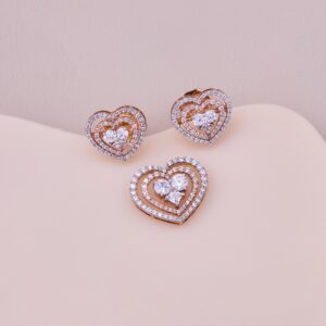 Romantic Heart-Shaped Silver Jewelry Set