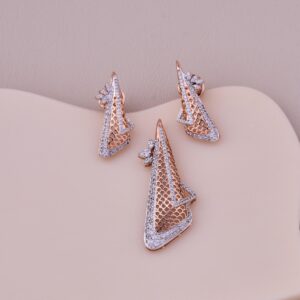 Contemporary Geometric Diamond Pendant & Earring Set