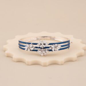 Blossom Elegance – Blue Rhodium Designer Silver Bracelet - 1