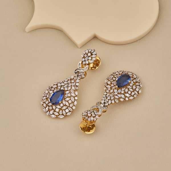 Blue CZ Stone Earring - 4