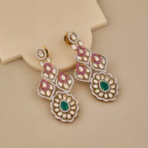 Drop Shaped Onyx Green Stones Earring - 2