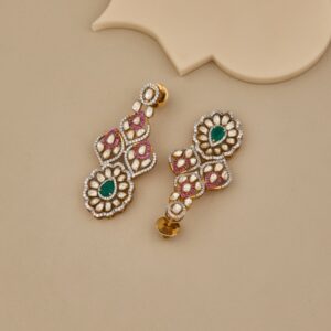 Drop Shaped Onyx Green Stones Earring - 4