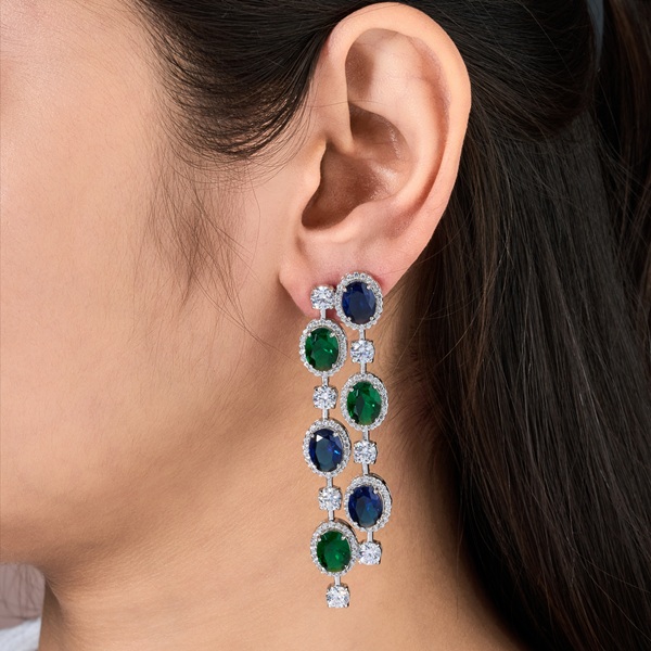 Earrings Studded With Cubic Zirconia Diamonds - 1