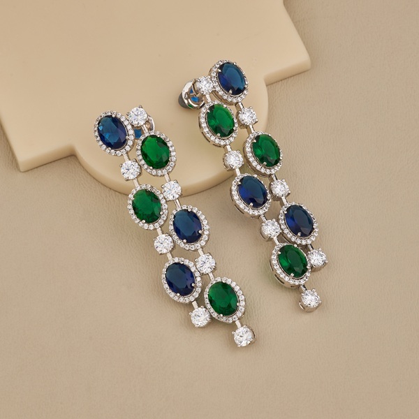 Earrings Studded With Cubic Zirconia Diamonds - 2