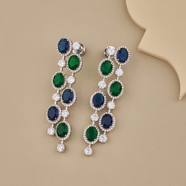 Earrings Studded With Cubic Zirconia Diamonds - 3