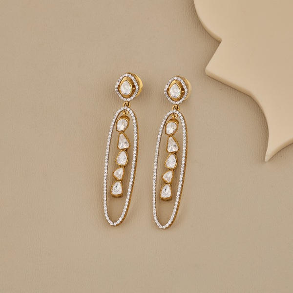 Elegant Kundan & Zircon Drop Earrings - 3