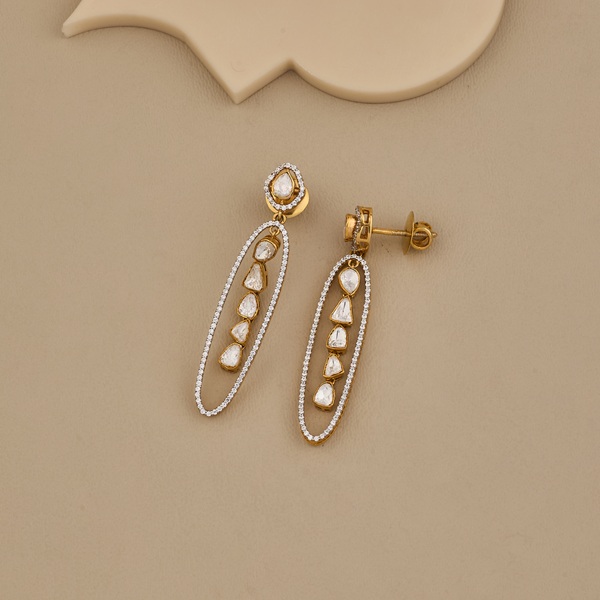 Elegant Kundan & Zircon Drop Earrings - 4