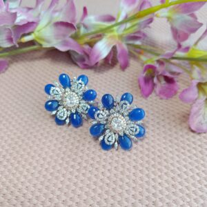Onyx Blue Petals Studded Earring