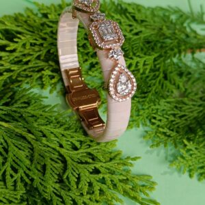 Silver Bracelet With Rosegold Polish On Ceramic Baby Pink Colour Belt