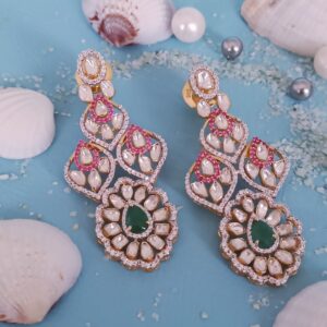 Drop Shaped Onyx Green Stones Earring