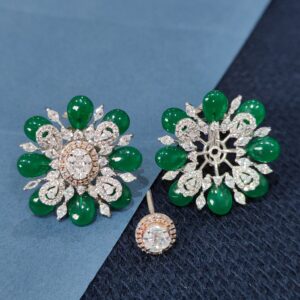 Onyx Green Floral Earring Stud