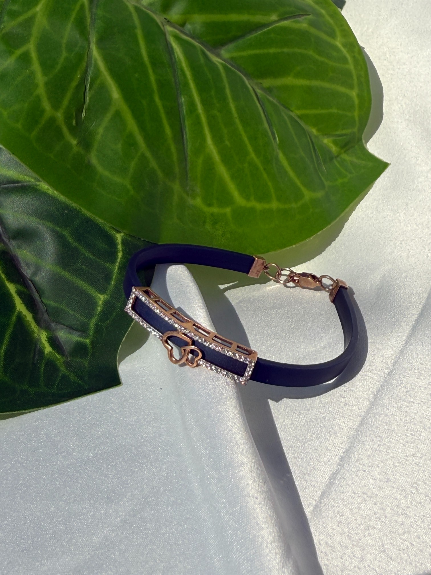 Blue & Rose Gold Heart Bracelet