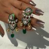 Green Enamel Dangler Earrings