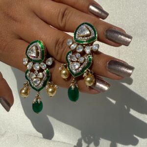 Green Enamel Dangler Earrings