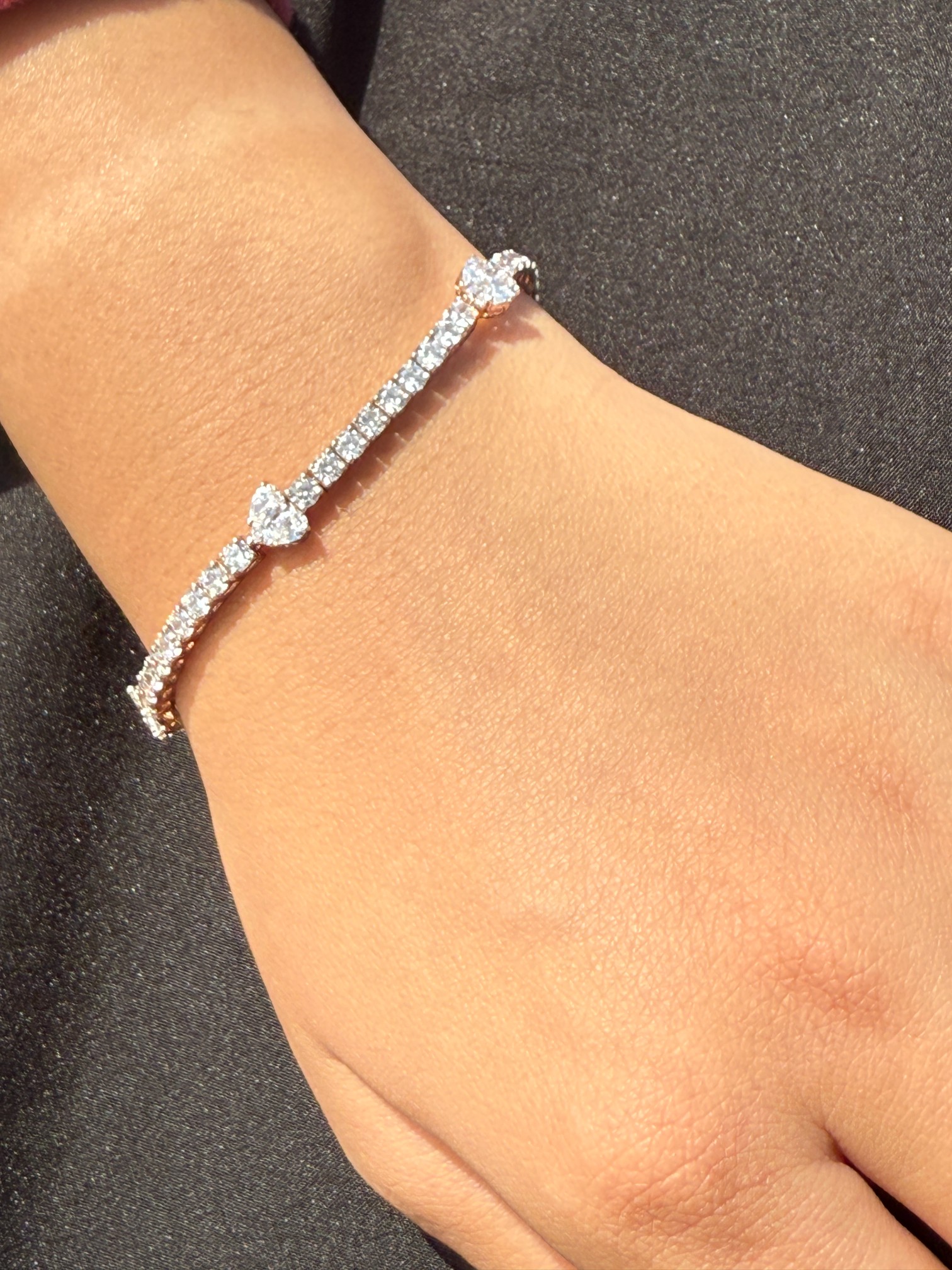 Heart Accented Tennis Bracelet