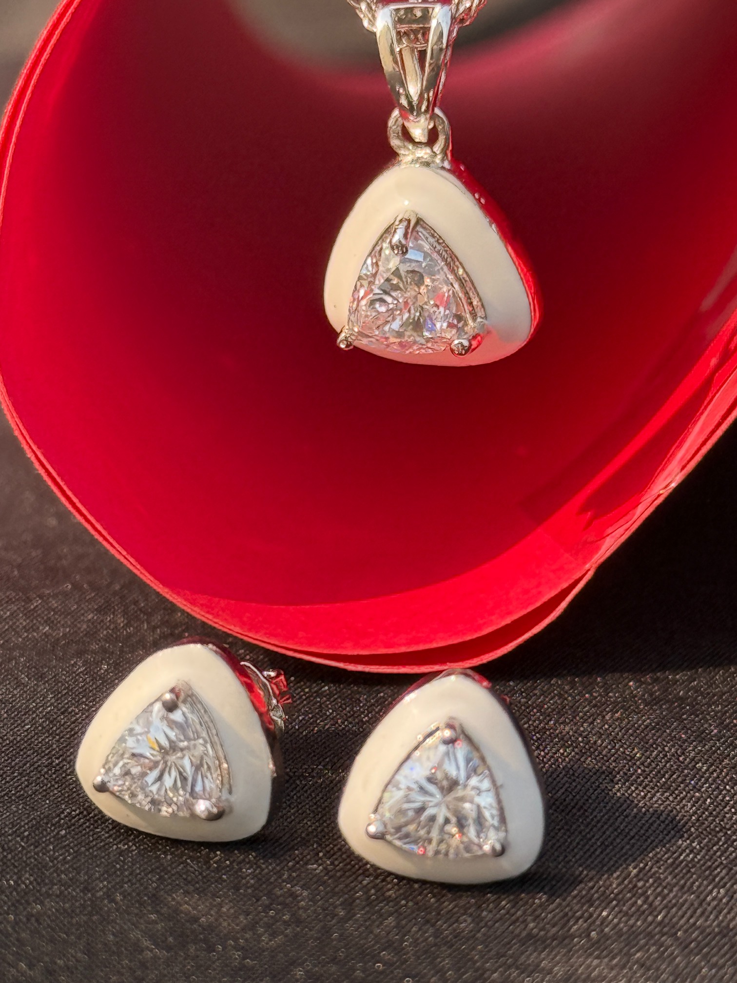 Silver Triangle Jewelry Set