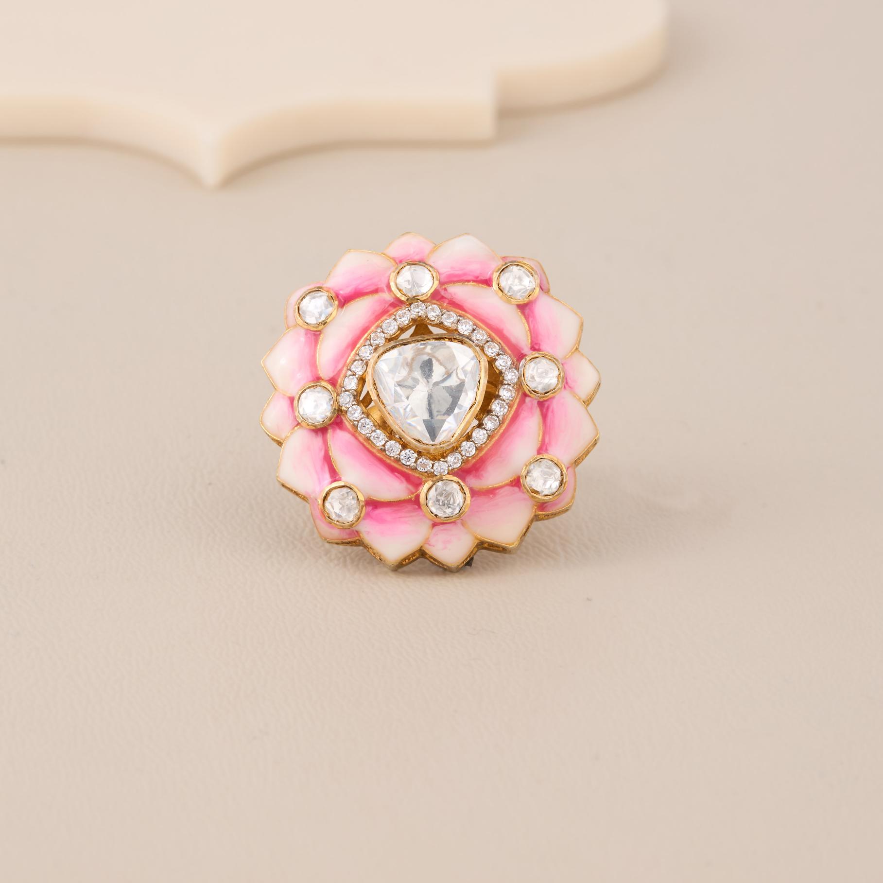 Pink Shaded Enamel Ring - 1