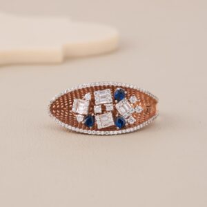 Rose Gold Blue Sapphire Designer Ring - 1